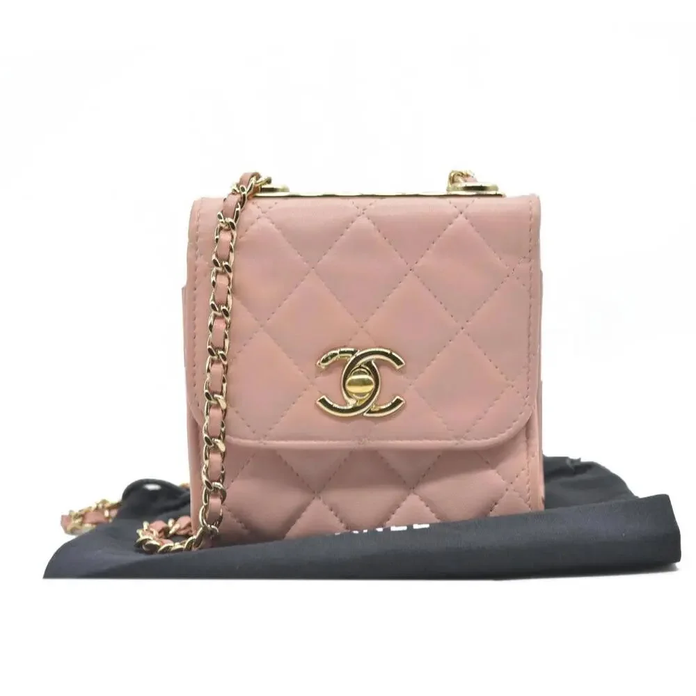 Chanel Lambskin Quilted Mini Trendy CC Clutch With Chain